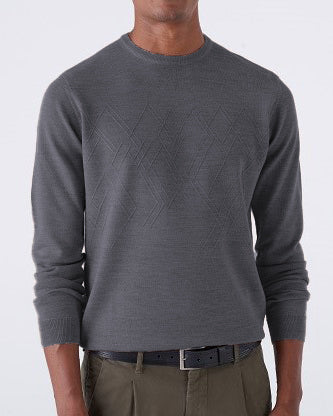 Maglia Fantasia Rombo tono su tono misto merinos