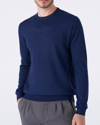 Maglia Fantasia Rombo tono su tono misto merinos