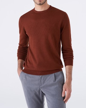 Maglia Fantasia Rombo tono su tono misto merinos