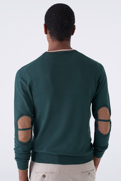 Maglia Girocollo con Trama intarsiata e Toppa