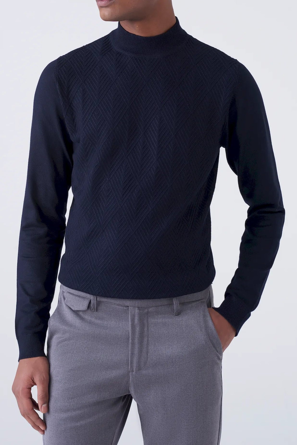 Lupetto con intarsio a rombo