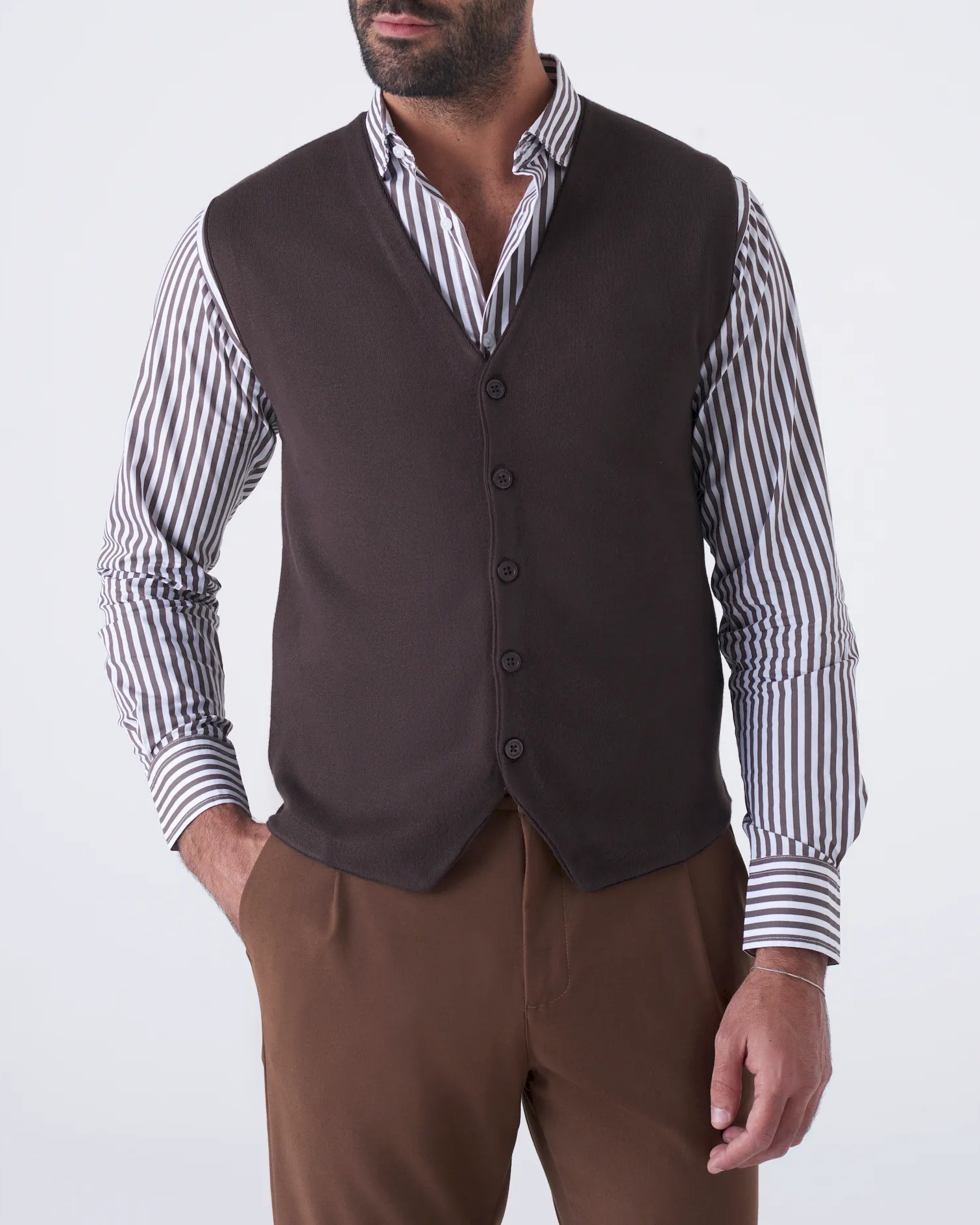 Gilet  in Tinta Unita con Scollo a V