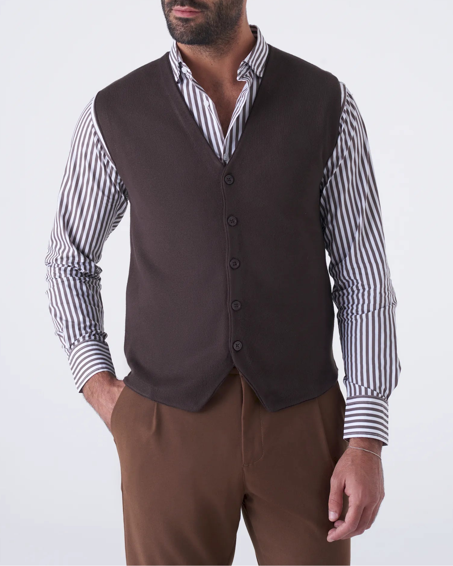 Gilet  in Tinta Unita con Scollo a V