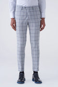 Pantaloni grigio chiaro fantasia a quadri