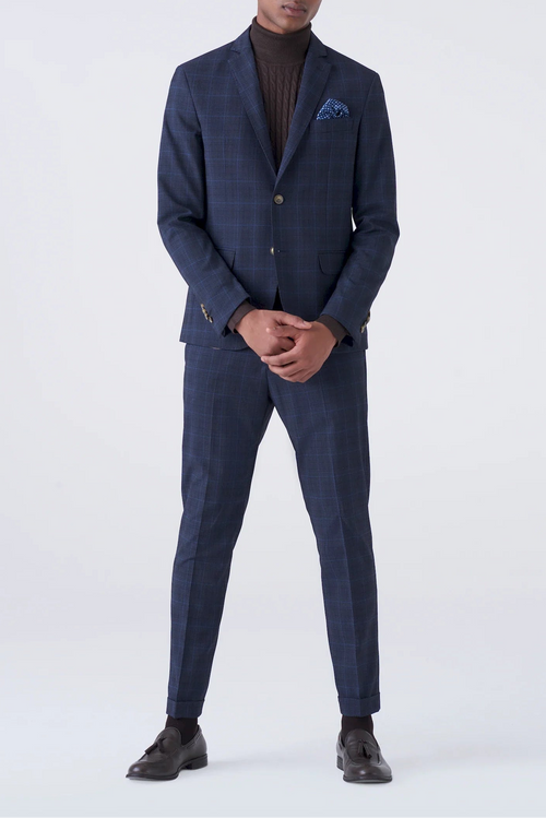 Abito blu fantasia a quadri Colore: Blu