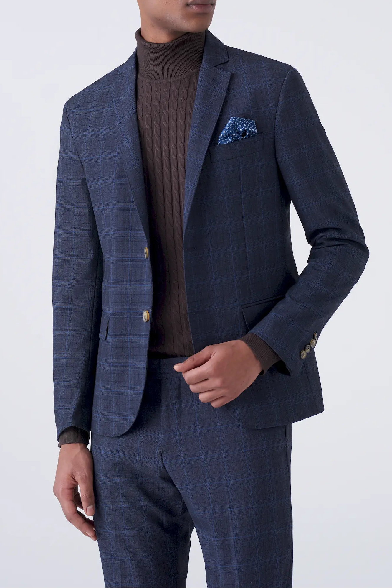 Abito blu fantasia a quadri Colore: Blu