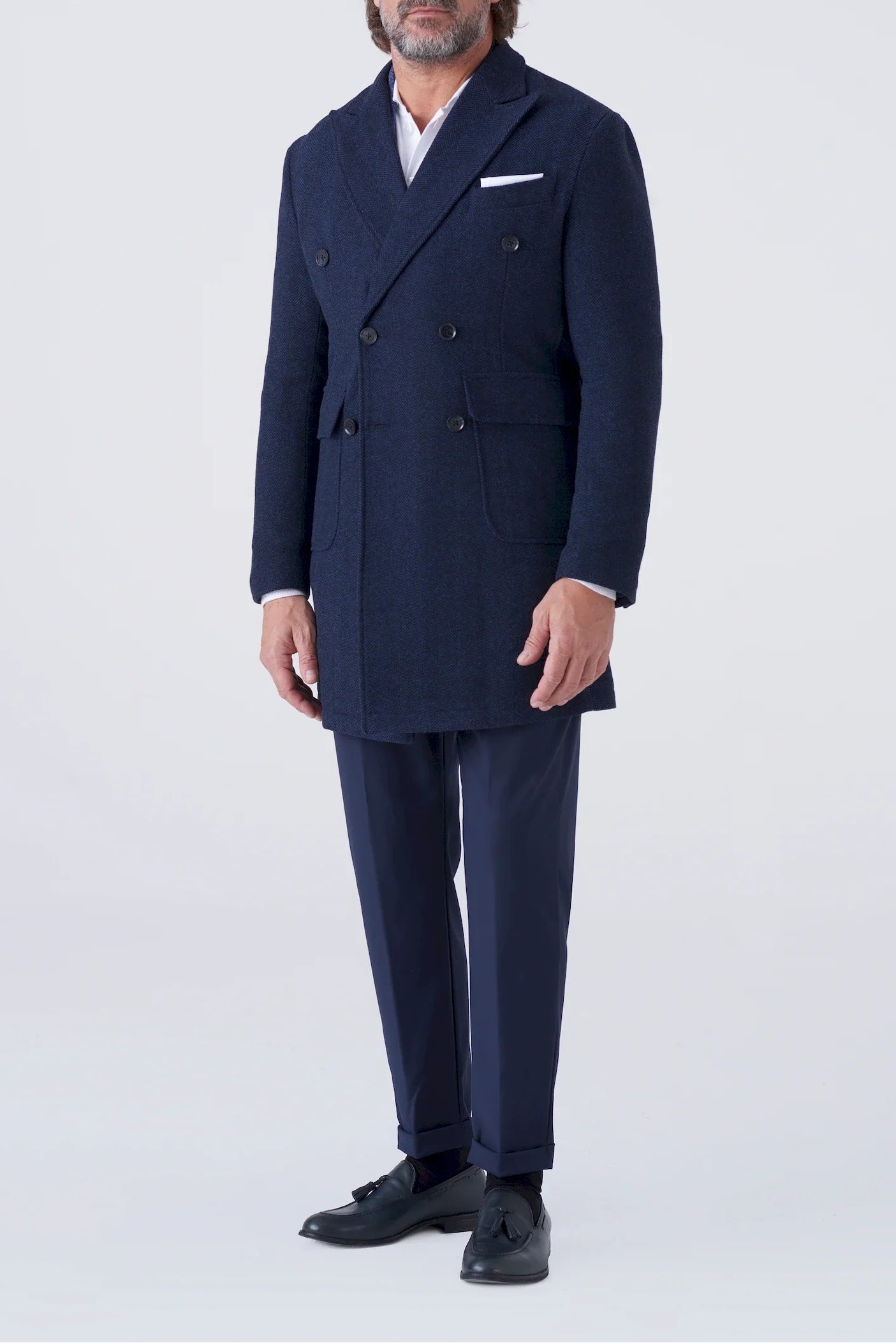 Cappotto doppiopetto in misto lana