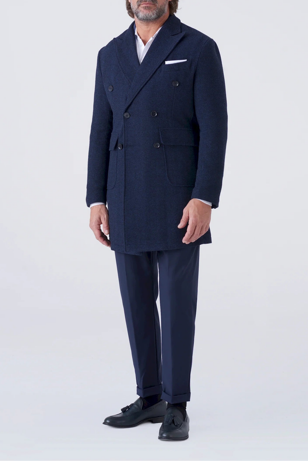Cappotto doppiopetto in misto lana