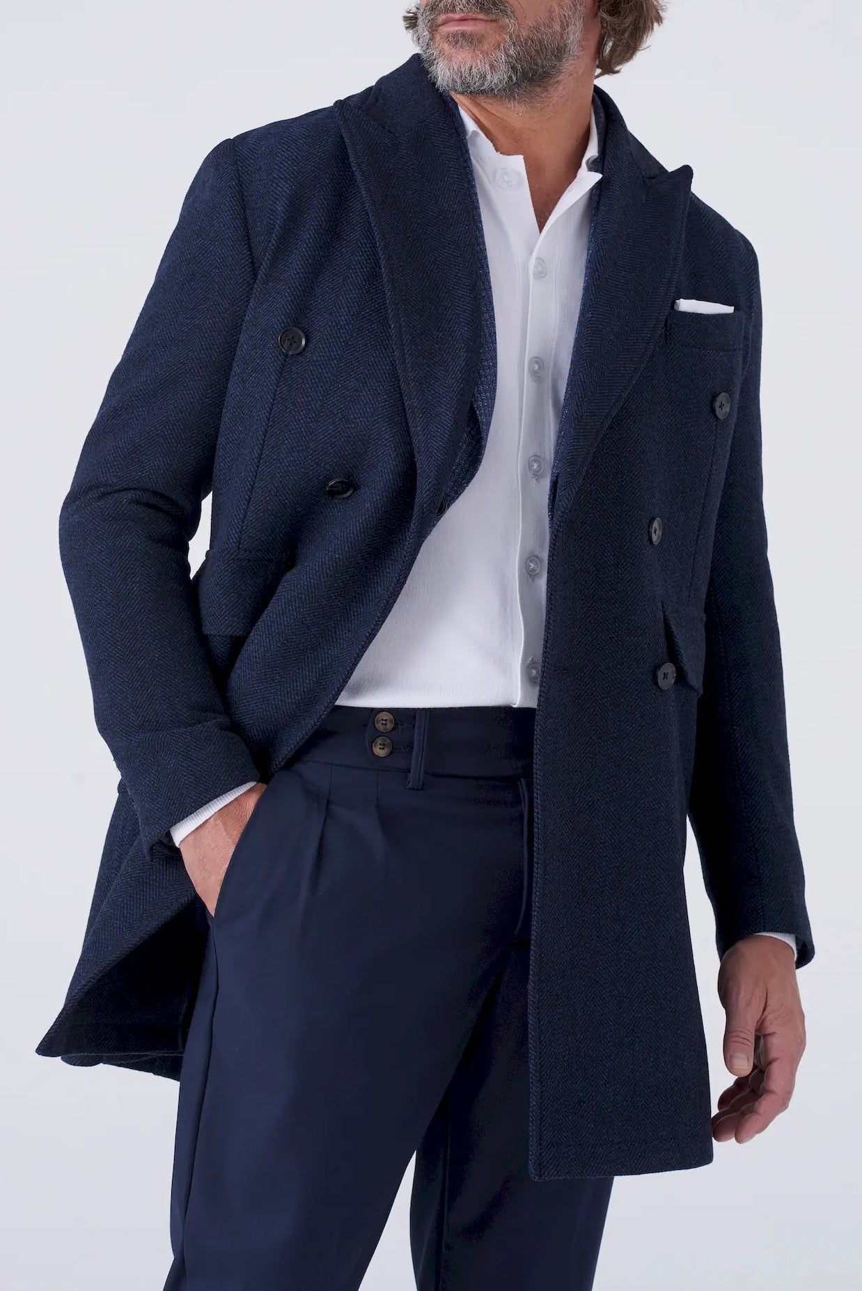 Cappotto doppiopetto in misto lana