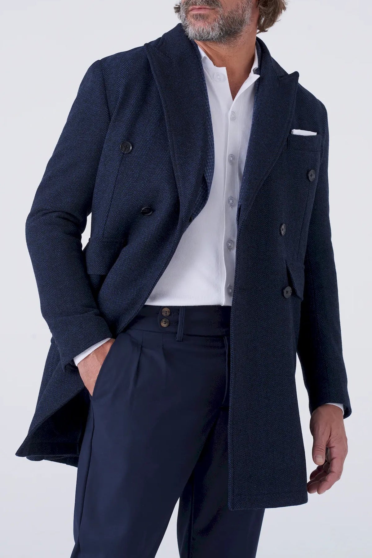 Cappotto doppiopetto in misto lana