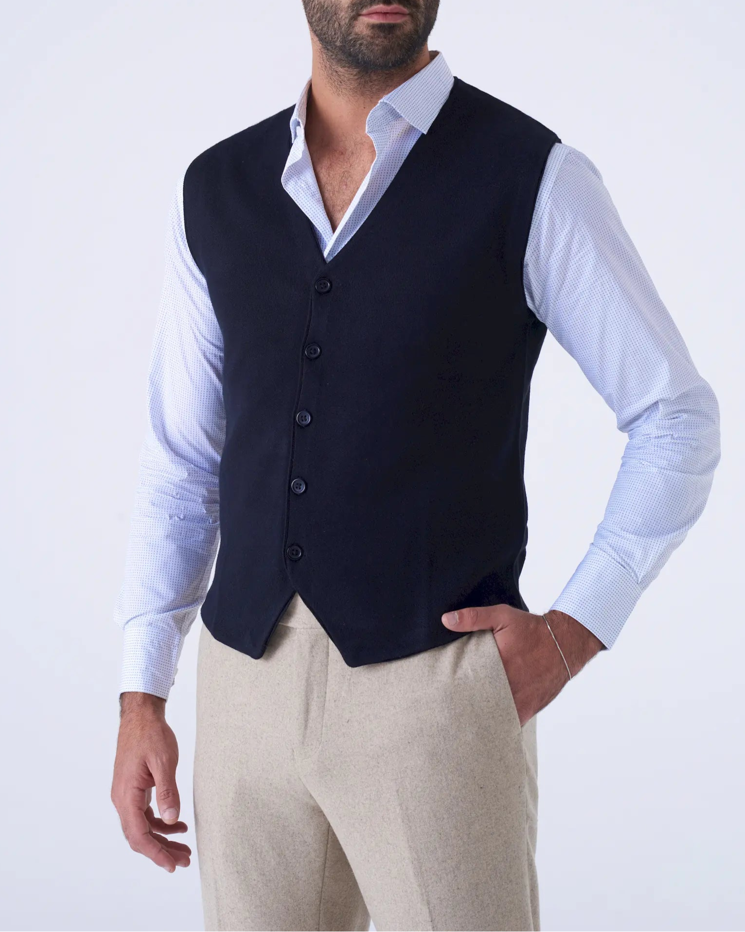 Gilet  in Tinta Unita con Scollo a V