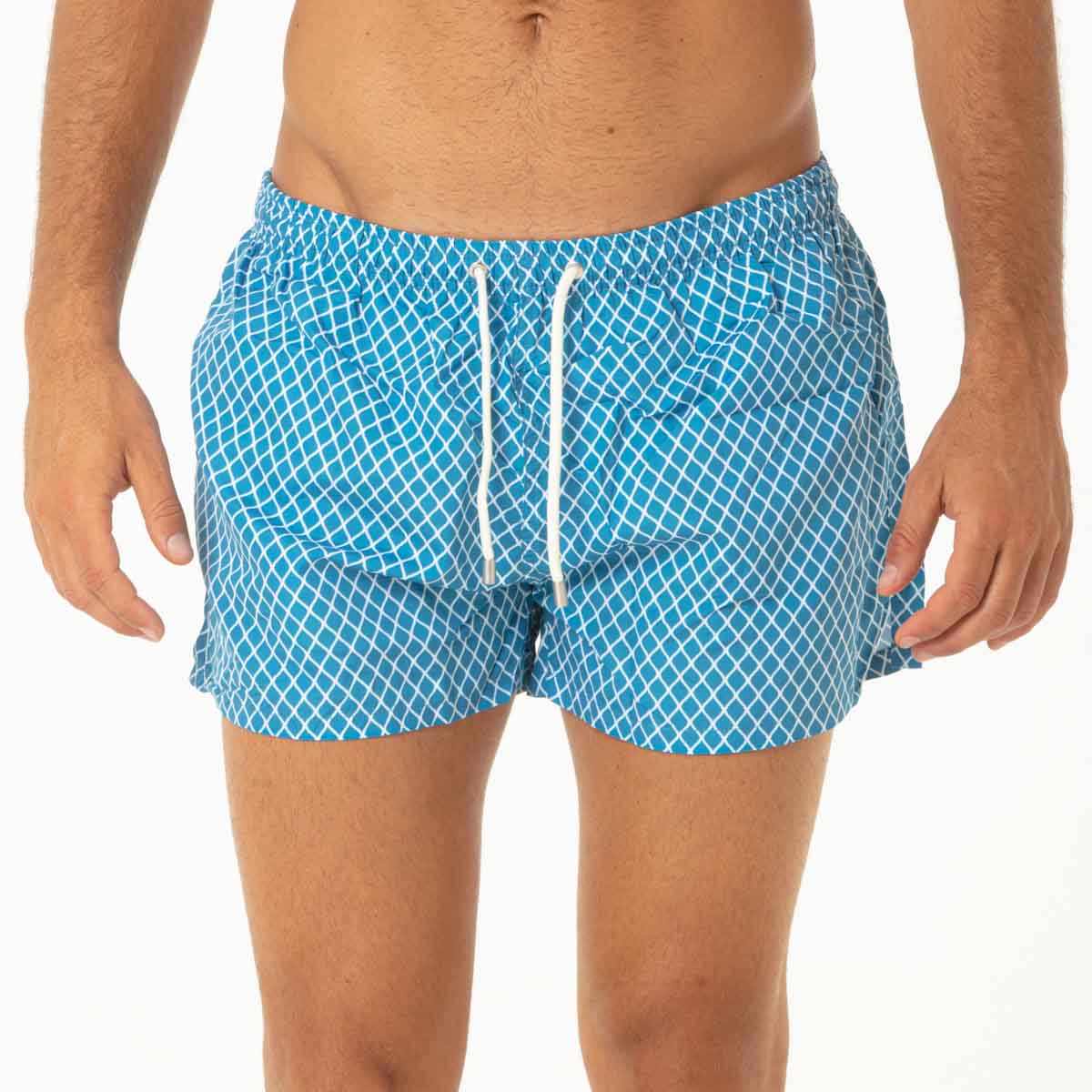 Costume Boxer Azzurro a Rombi