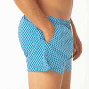 Costume Boxer Azzurro a Rombi