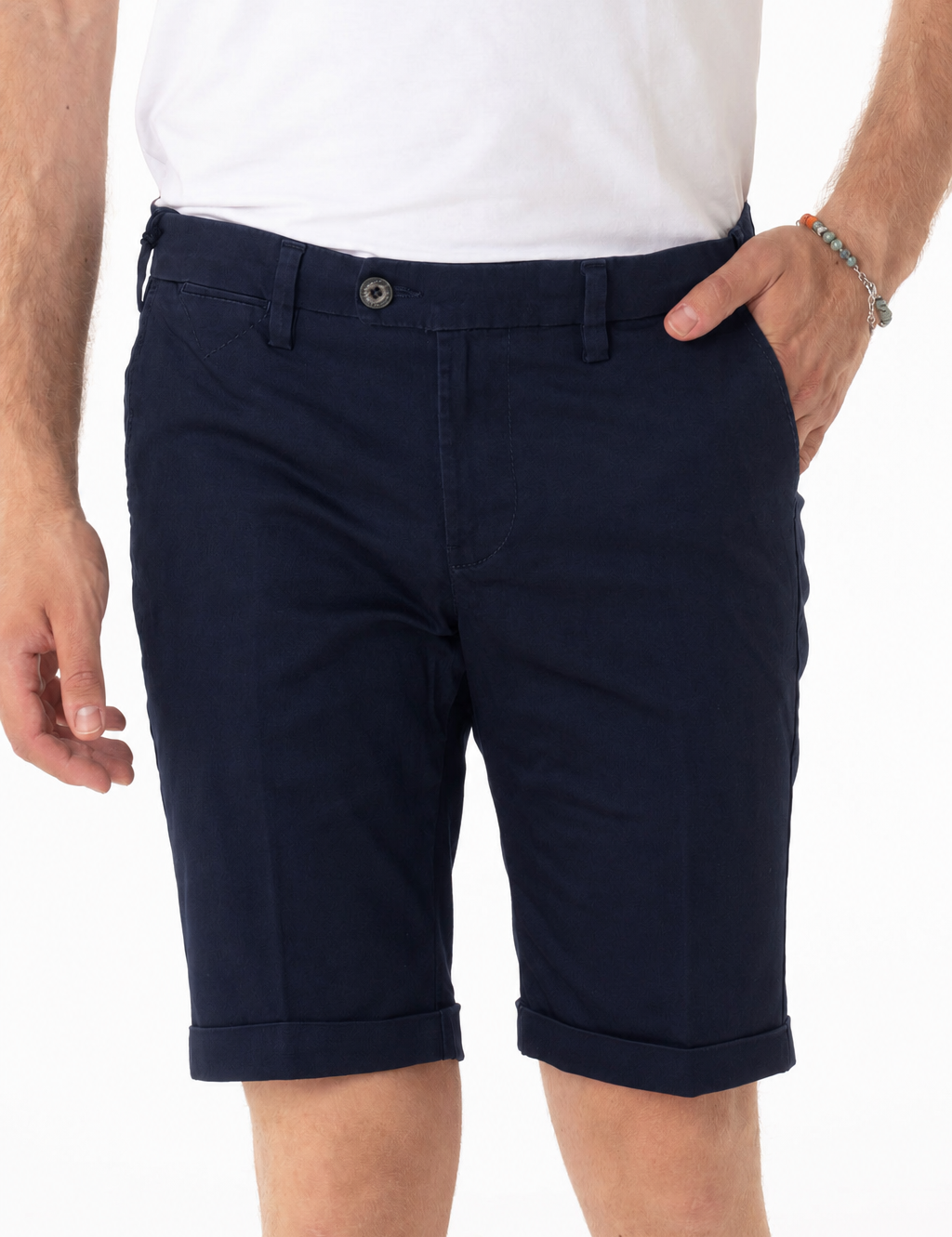 Bermuda in Cotone Tasca America con Piega Slim Fit