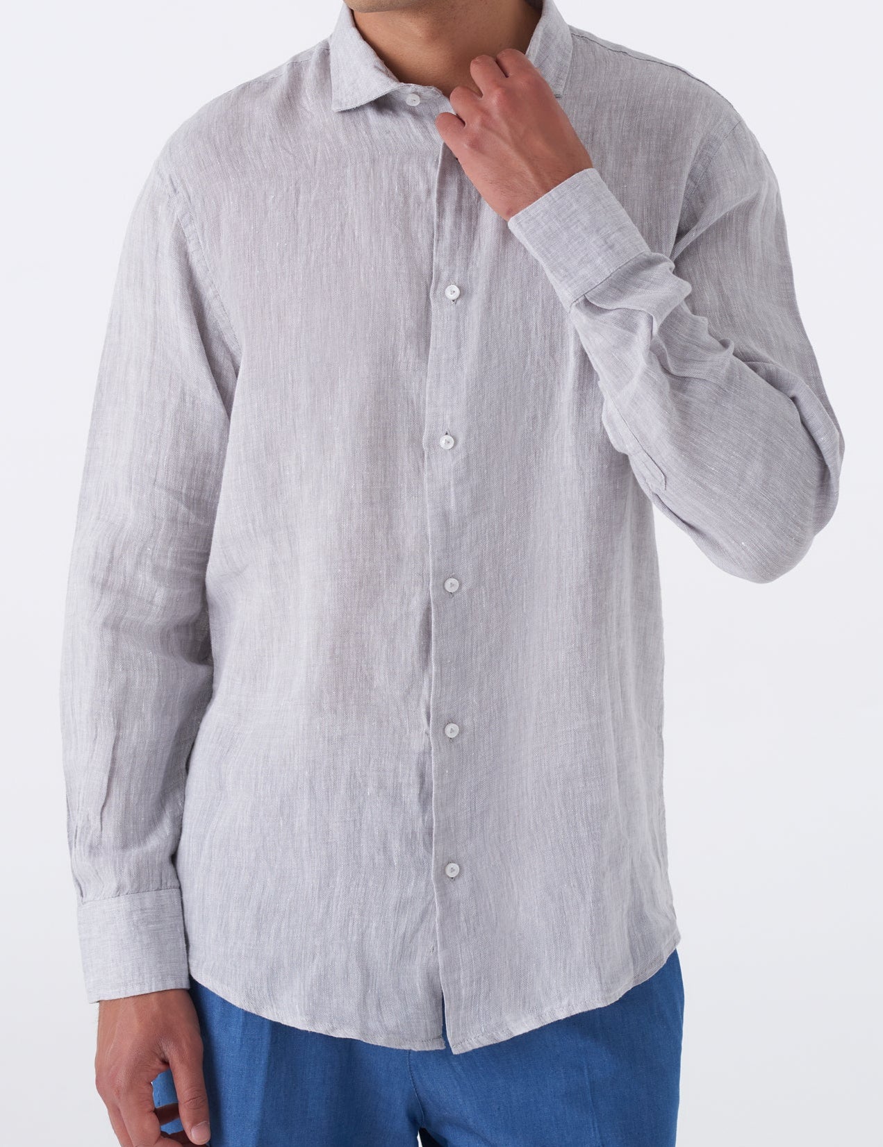 Camicia in puro lino collo francese