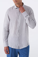 Camicia in puro lino collo francese