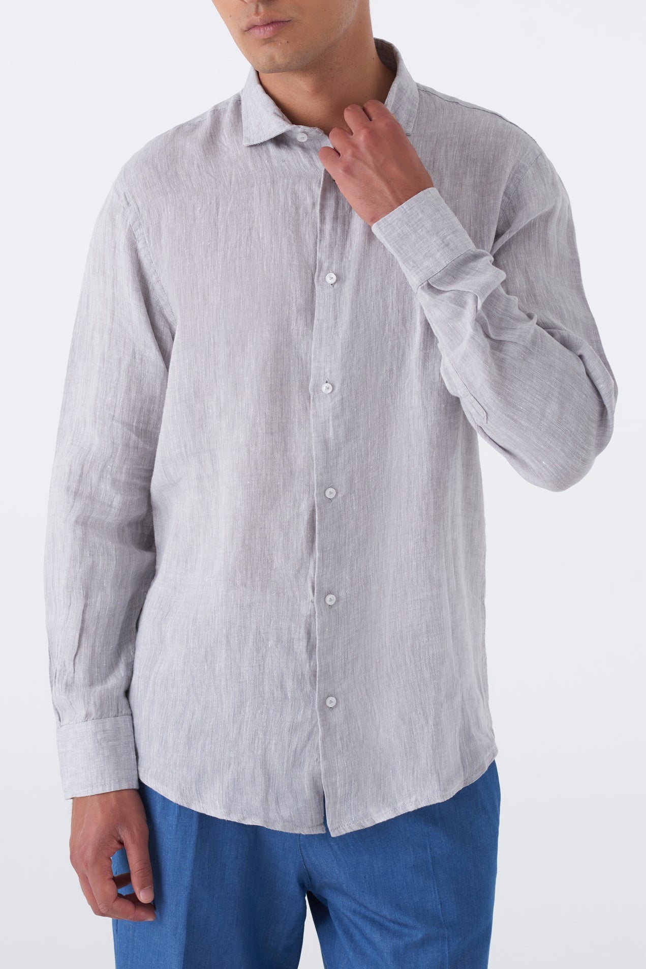 Camicia in puro lino collo francese
