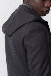 Giacca in Maglia Uomo con Cappuccio e Pettorina Removibile