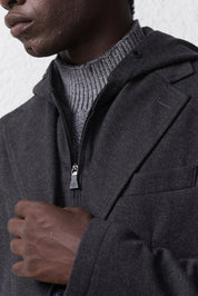 Giacca in Maglia Uomo con Cappuccio e Pettorina Removibile