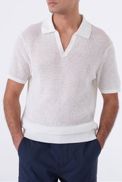 Polo traforata con collo bowling
