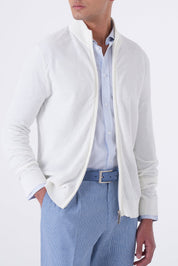 Cardigan uomo in cotone chicco di riso con zip