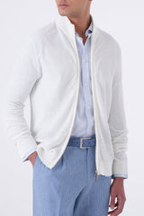 Cardigan uomo in cotone chicco di riso con zip