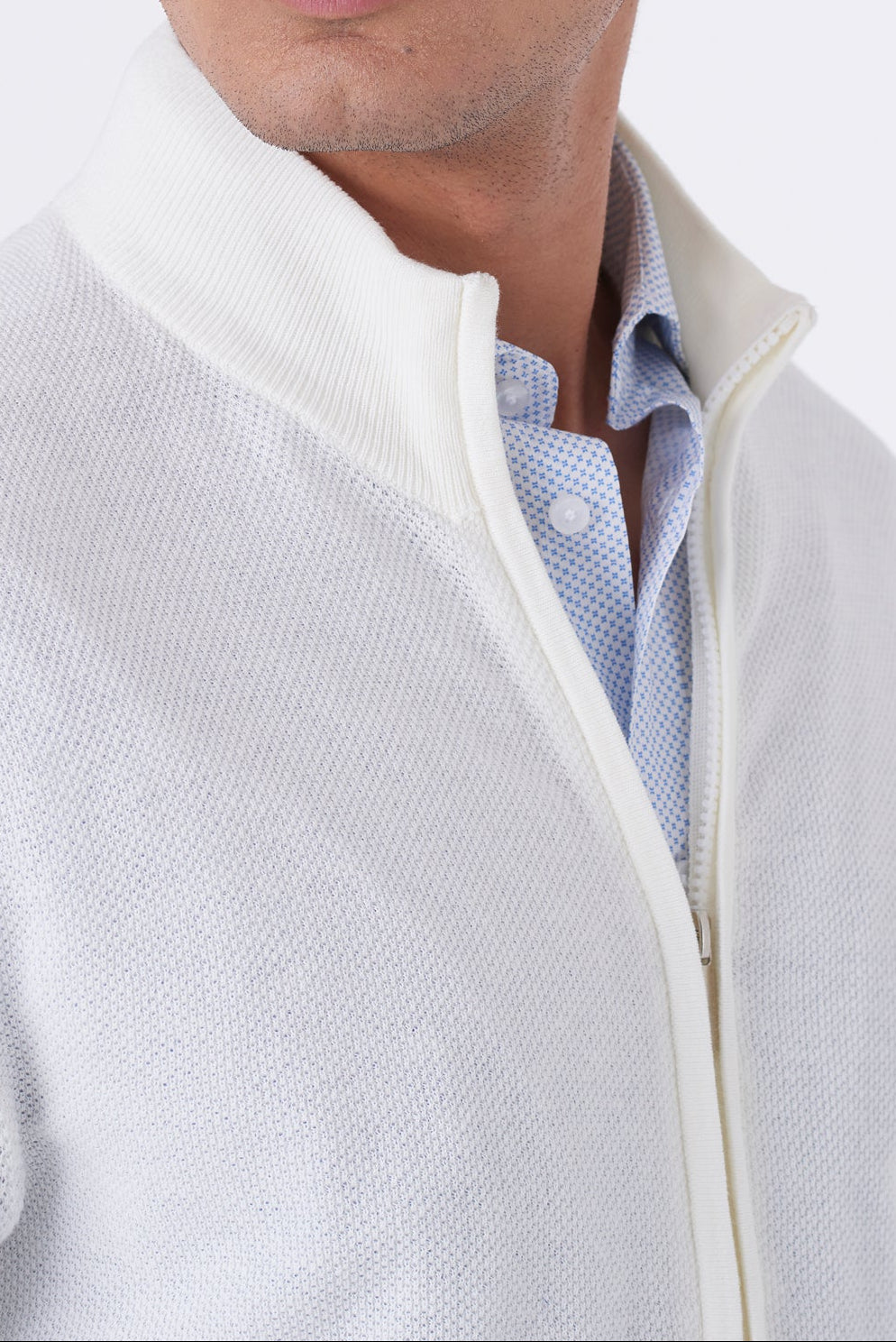 Cardigan uomo in cotone chicco di riso con zip