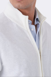 Cardigan uomo in cotone chicco di riso con zip