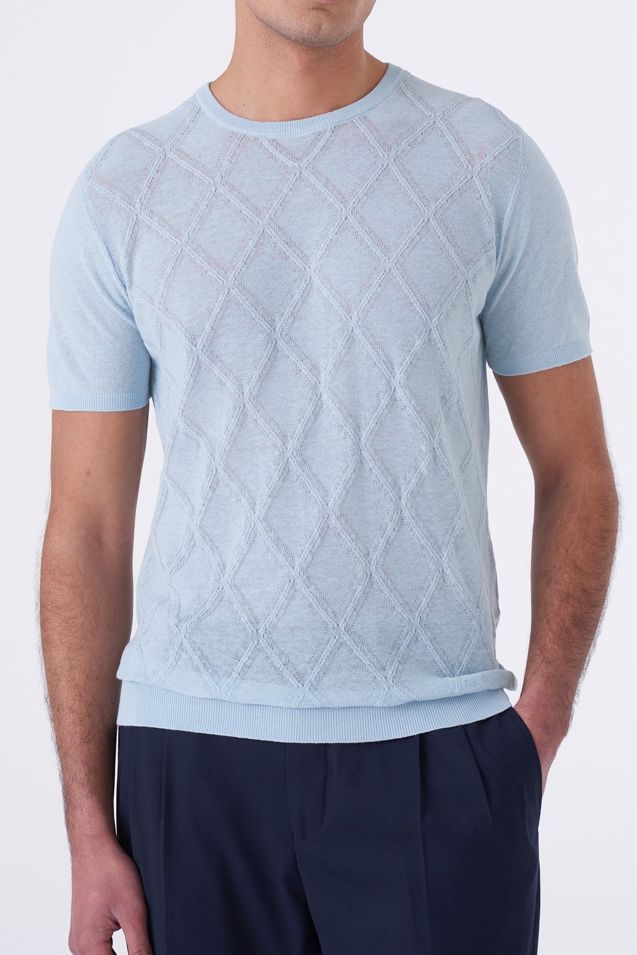 Maglia in filo con intarsio a rombo