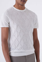 Maglia in filo con intarsio a rombo