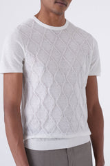 Maglia in filo con intarsio a rombo