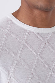 Maglia in filo con intarsio a rombo