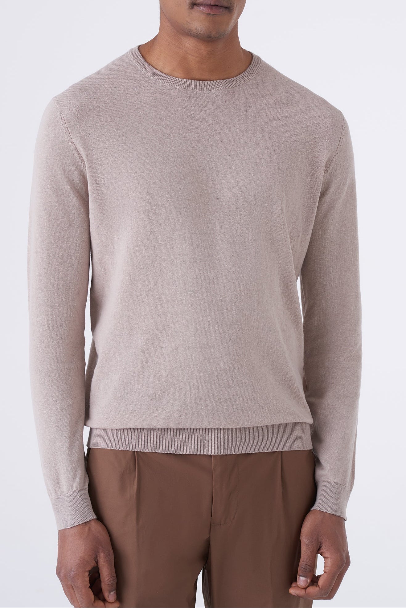 Maglia girocollo uomo in cotone high twist
