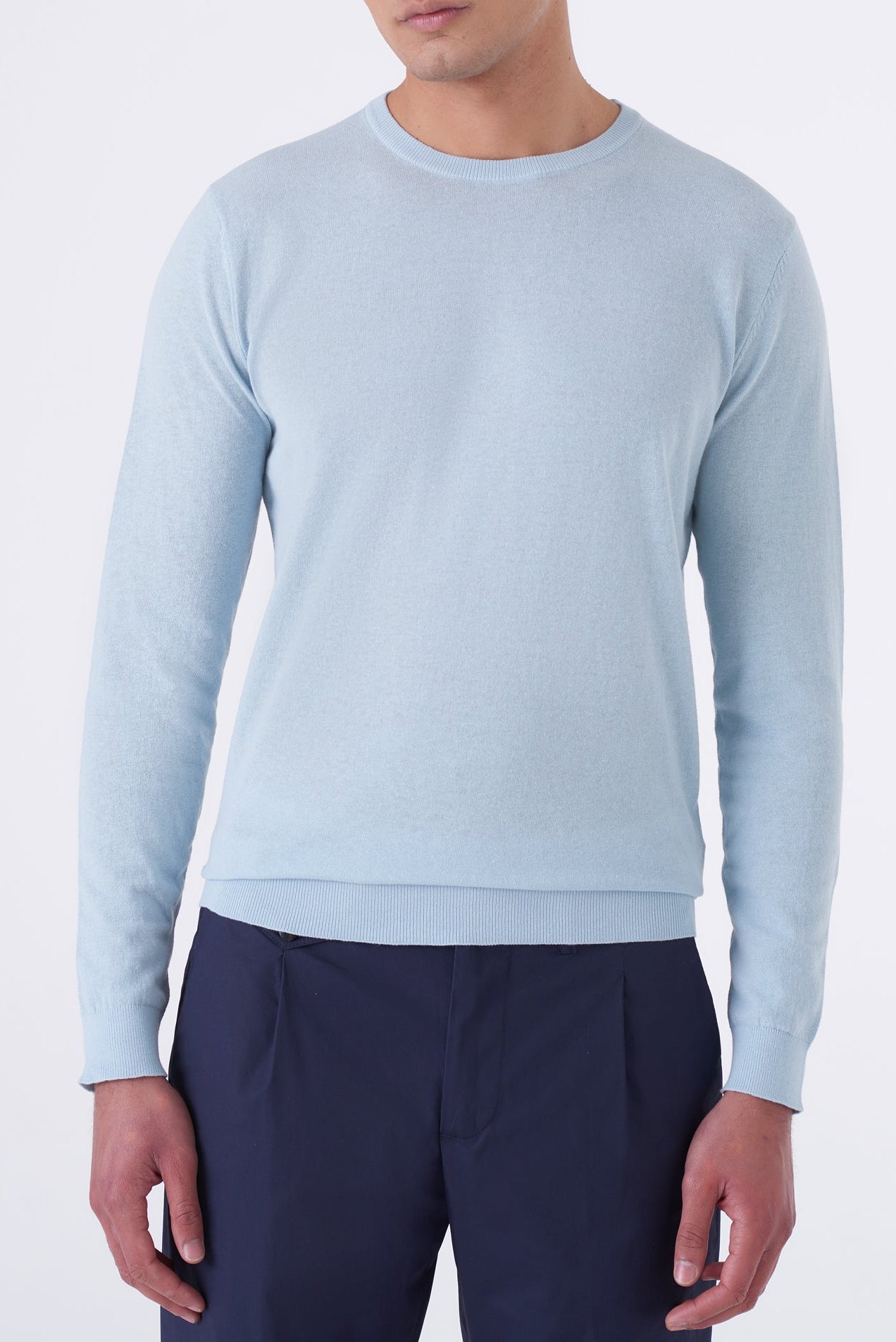 Maglia girocollo in cotone high twist