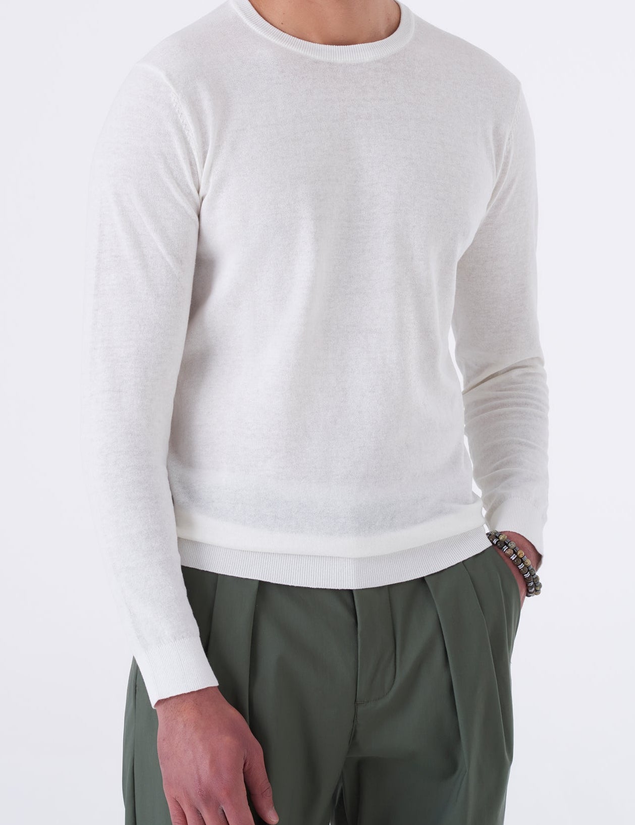 Maglia girocollo in cotone high twist