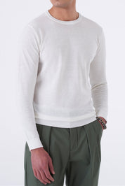 Maglia girocollo in cotone high twist