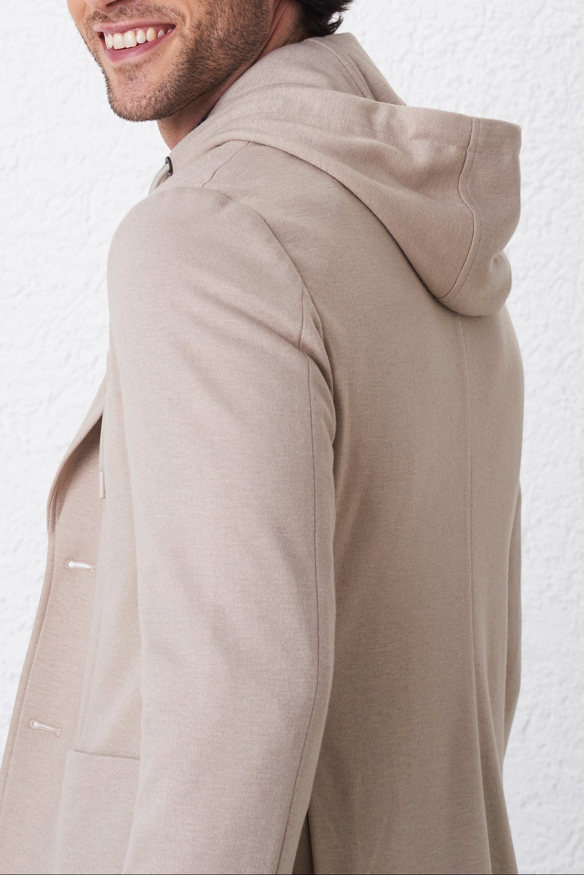 Giacca in Maglia Uomo con Cappuccio e Pettorina Removibile