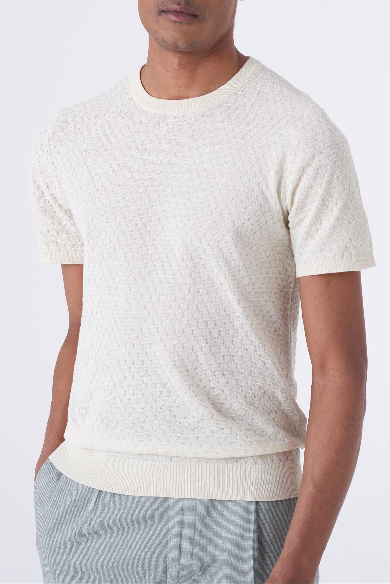 Maglia in filo con intarsio rettangolare