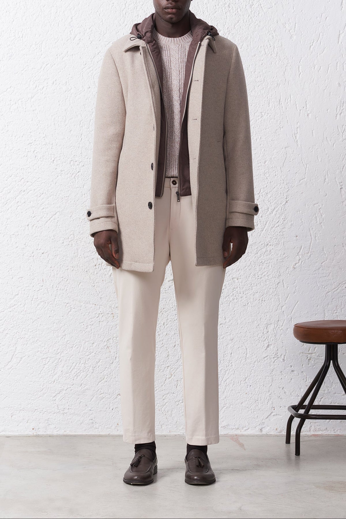 Cappotto collo camicia in Misto Lana