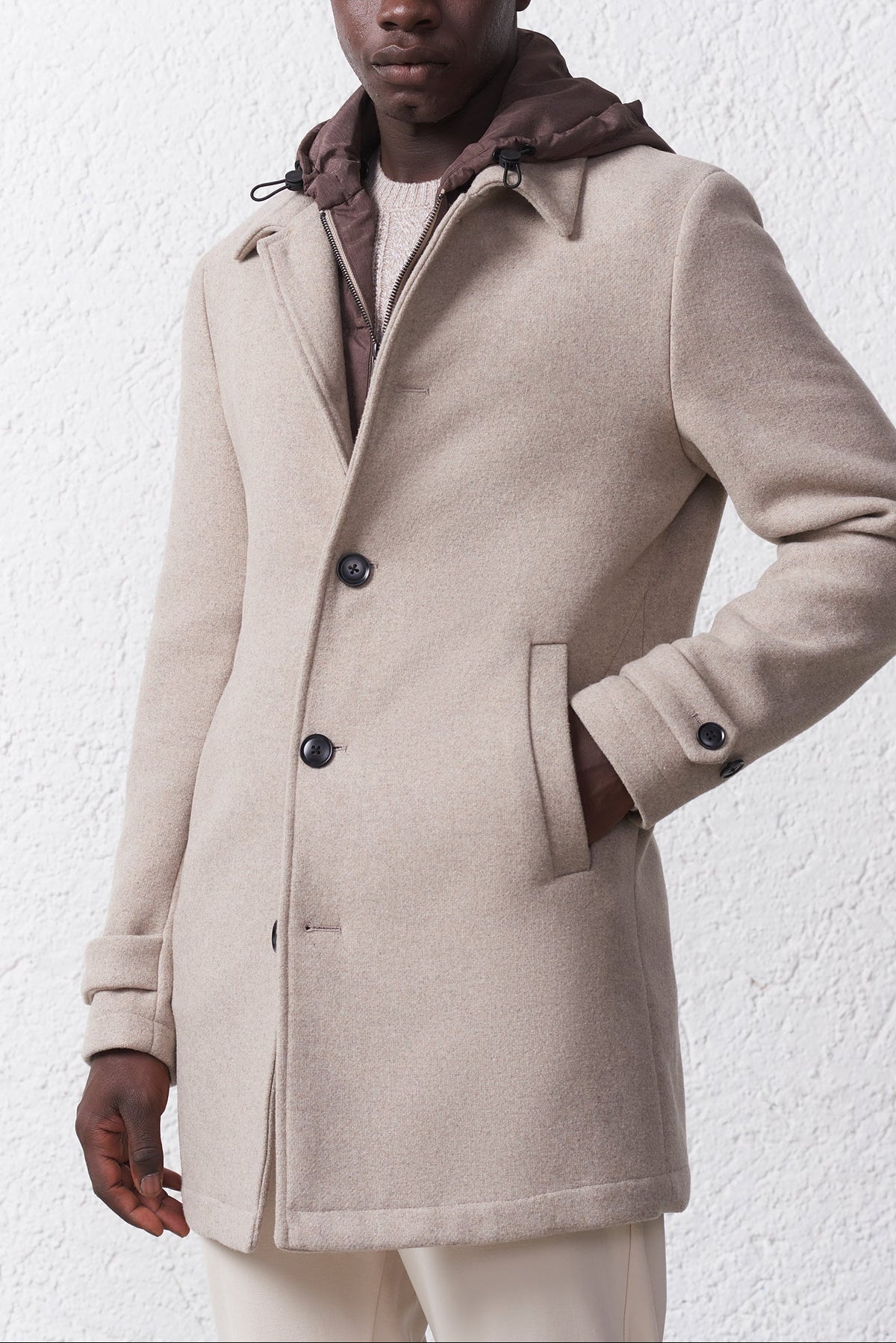 Cappotto collo camicia in Misto Lana