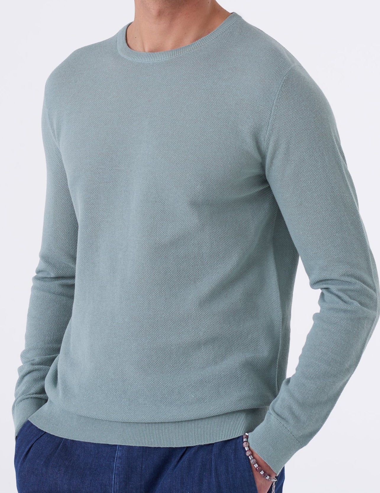 Maglia girocollo  in cotone chicco di riso