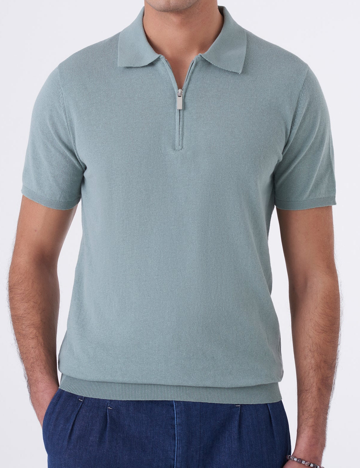 Polo in cotone con zip