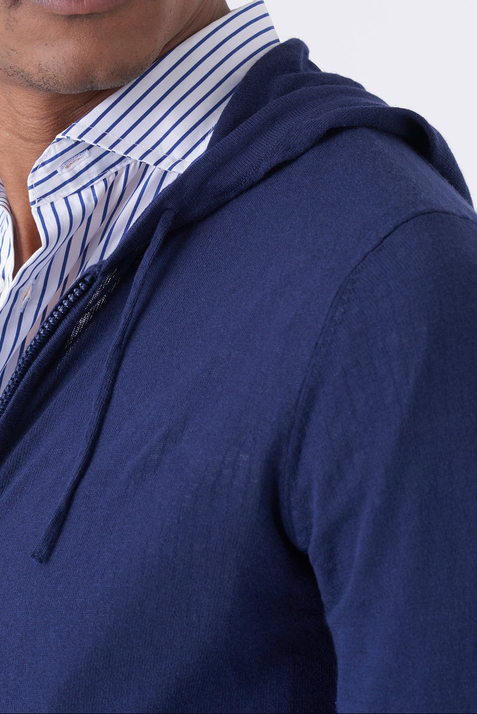 Felpa con cappuccio in cotone high twist con zip