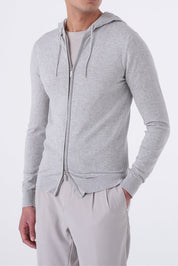 Felpa con cappuccio in cotone high twist con zip