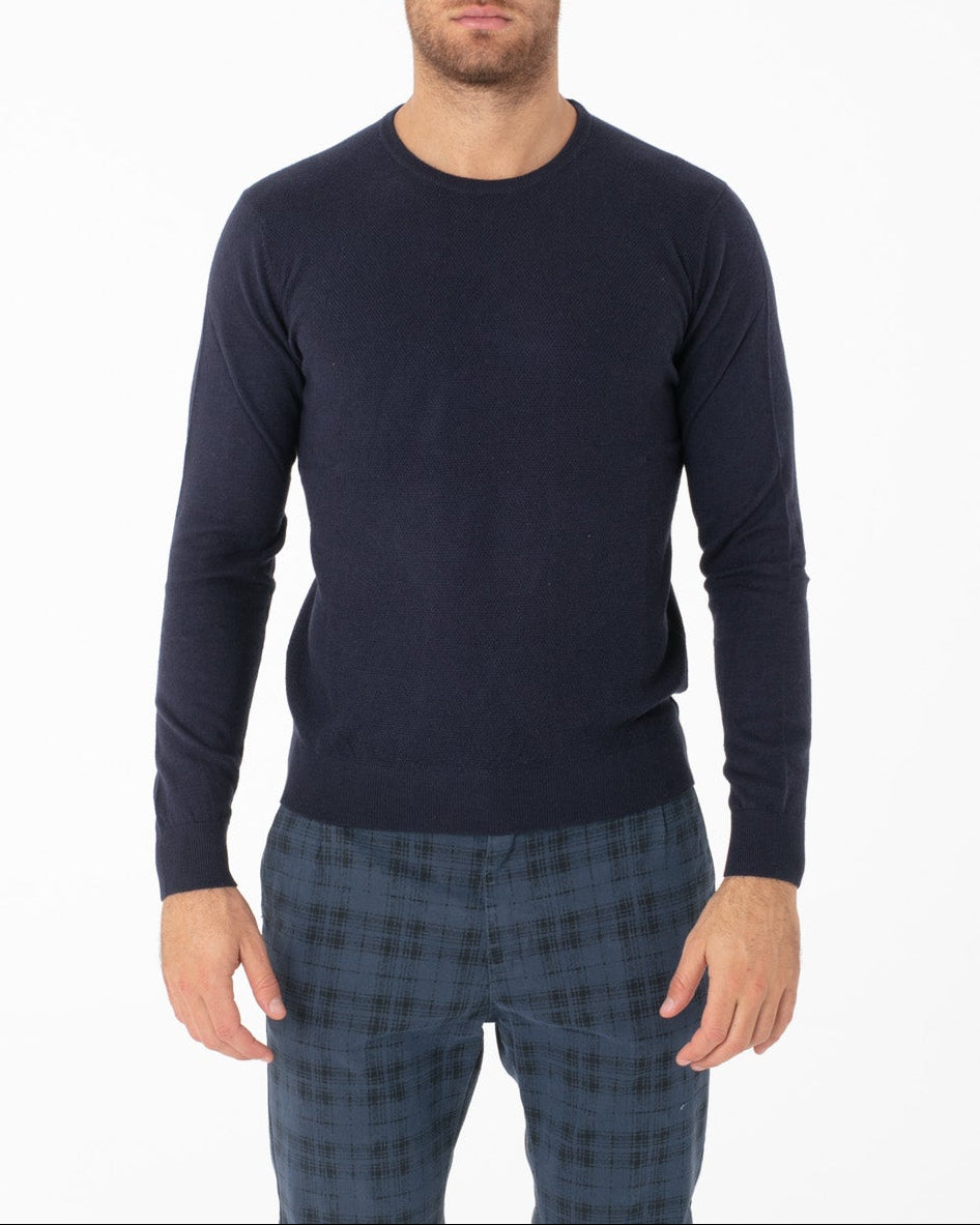 Maglia Girocollo trama frontale in misto lana