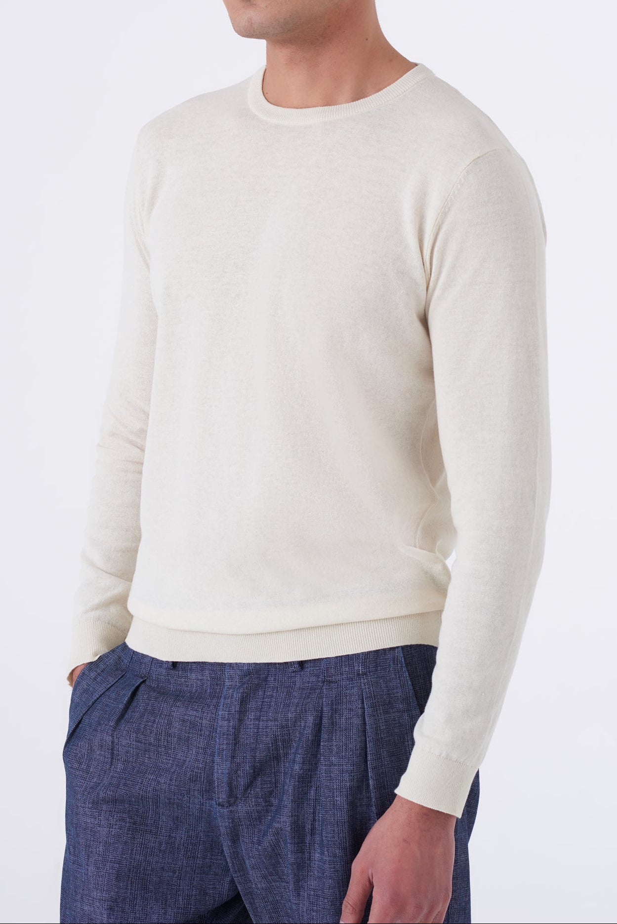 Maglia girocollo in cotone high twist