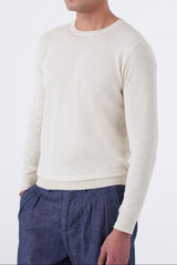 Maglia girocollo in cotone high twist