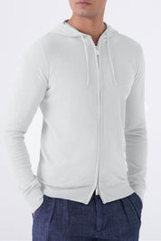 Felpa con cappuccio in cotone high twist con zip
