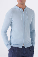 Felpa con cappuccio in cotone high twist con zip