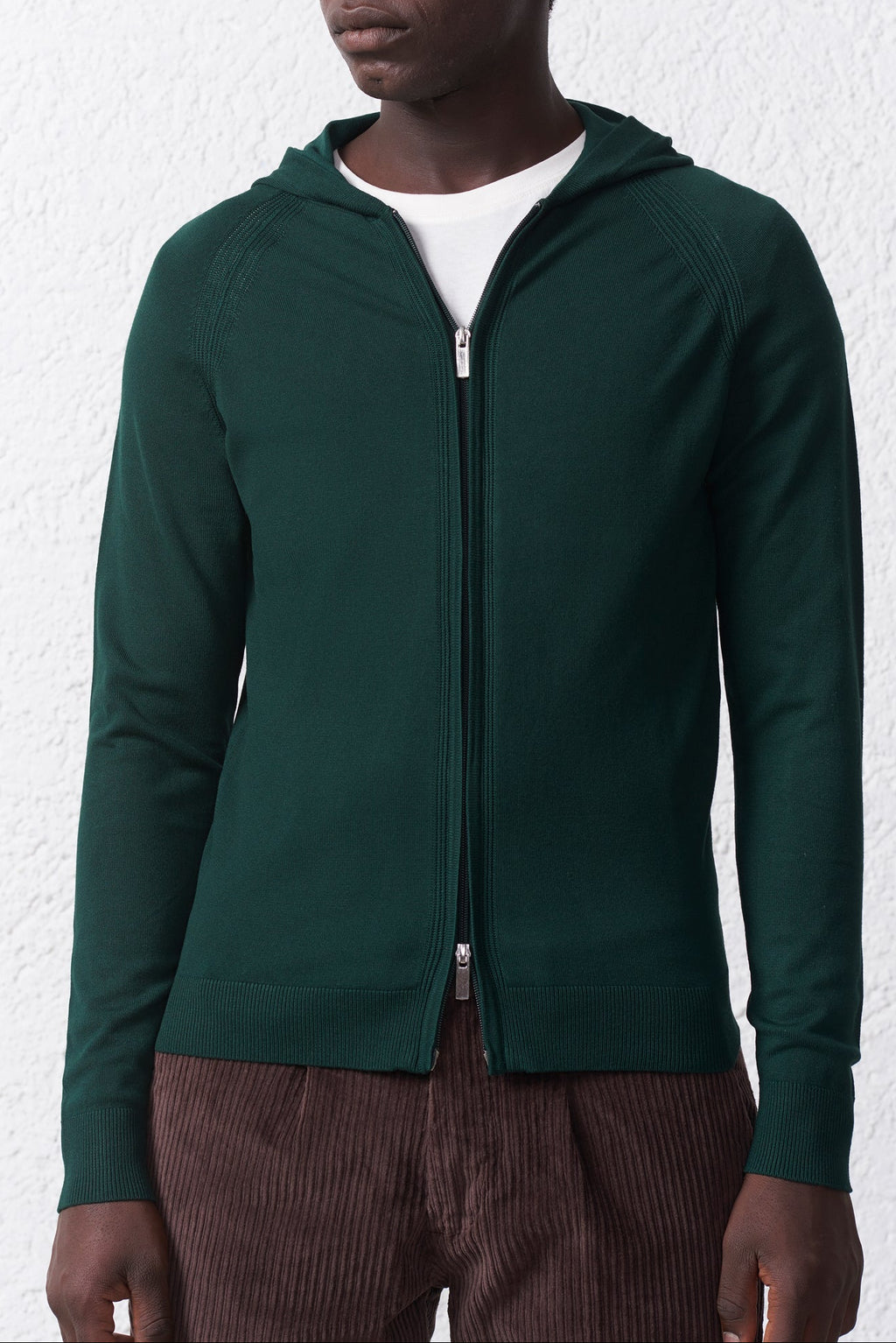 Cardigan con Cappuccio e Zip